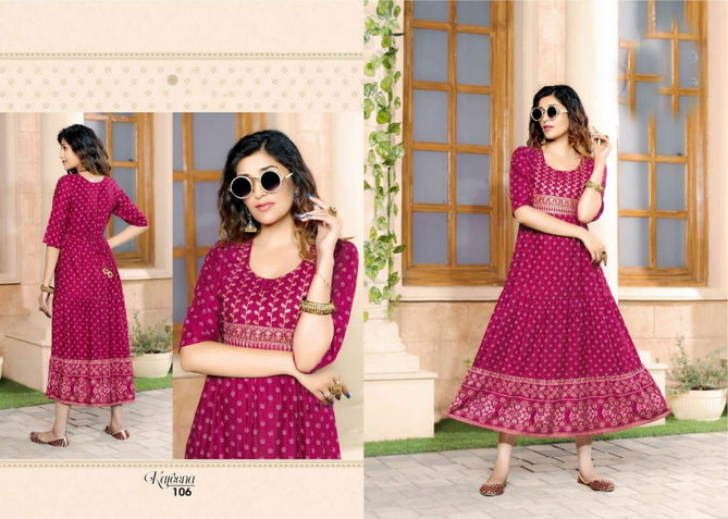 Golden Kareena 1 Heavy Fancy Ethnic Wear Rayon Designer Kurti Collection